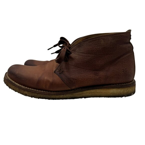 Frye Phillip Crepe Chukka Boots Brown Leather Mens Size 10D With Lace-Up Closure - Picture 5 of 12
